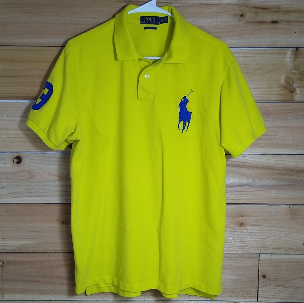 Polo Ralph Lauren Neon Short Sleeve Two Button Polo, Men's XL, Big Graphic